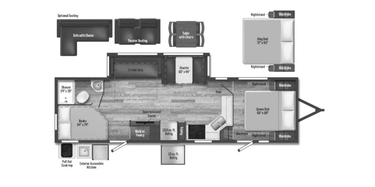2022 Winnebago Voyage 3033BH Travel Trailer at Boland RV STOCK# TP9316 Floor plan Layout Photo