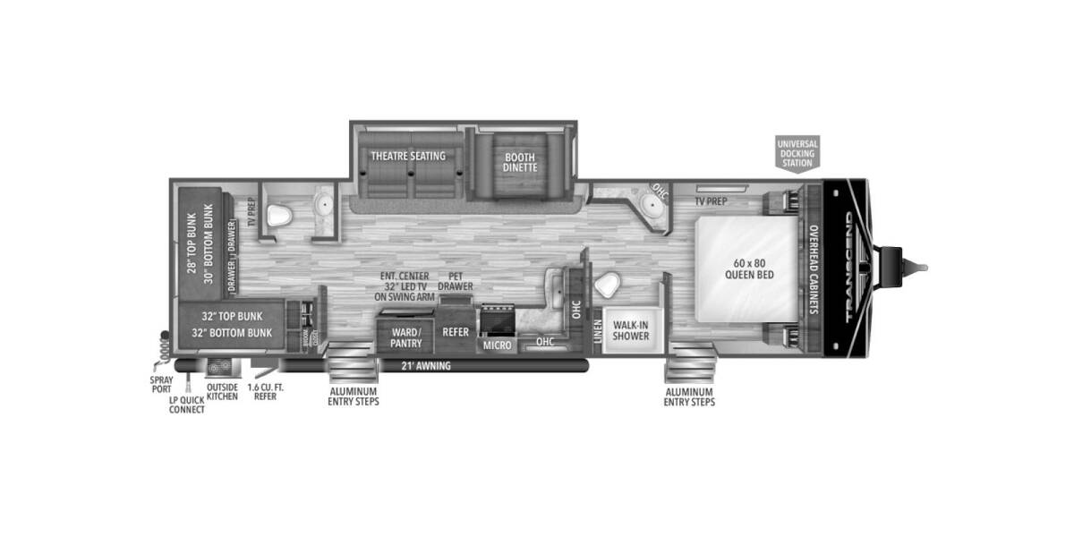 2022 Grand Design Transcend Xplor 321BH Travel Trailer at Boland RV STOCK# TP9357A Floor plan Layout Photo