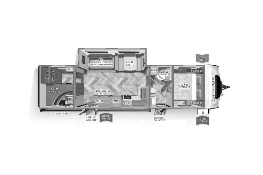 2023 Palomino SolAire Ultra Lite 315DQBH Travel Trailer at Boland RV STOCK# TP9390 Floor plan Layout Photo