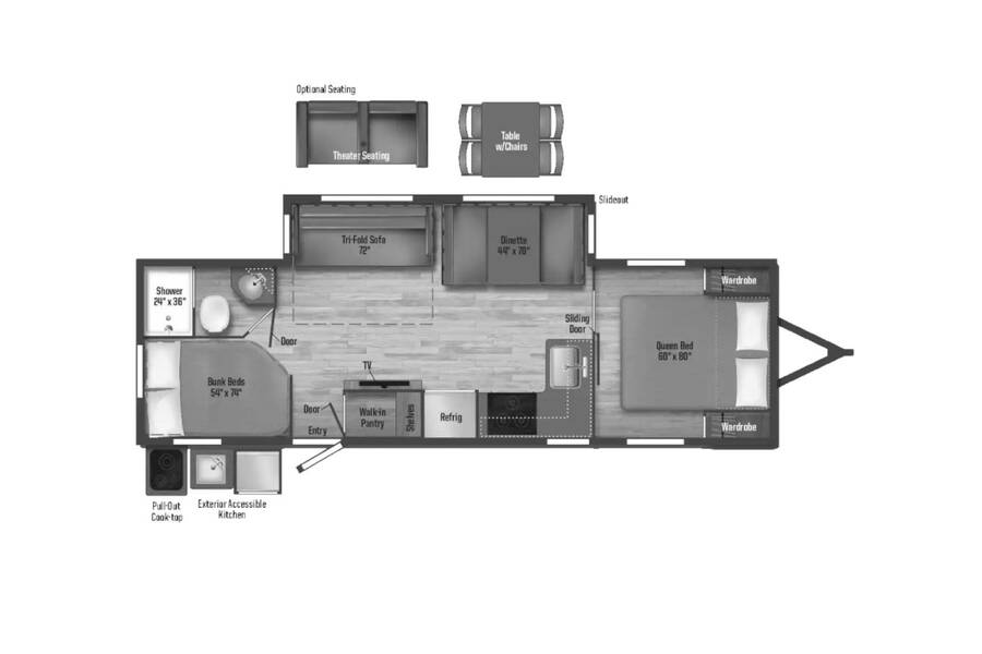 2023 Winnebago Minnie 2801BHS Travel Trailer at Boland RV STOCK# TP9447 Floor plan Layout Photo