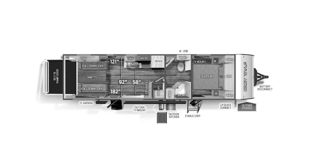 2023 Cherokee Grey Wolf 26MBRR Travel Trailer at Boland RV STOCK# TP5167 Floor plan Layout Photo